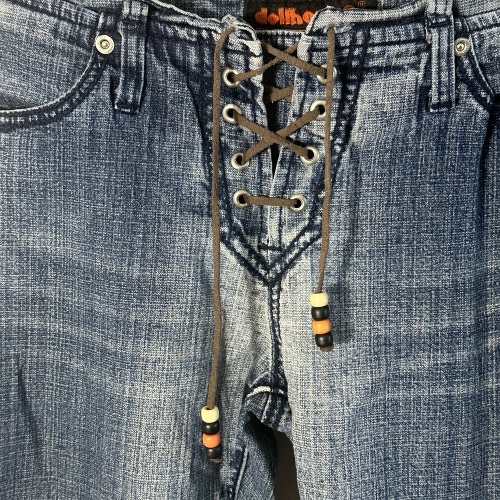 Vintage Y2K Dollhouse Flare‎ Denim Jeans Distressed Low Rise Boho Indie Sz 11/12 - Picture 3 of 6
